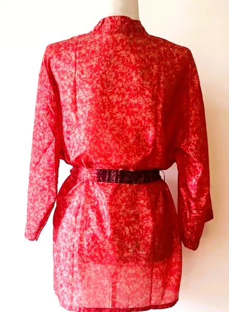 The Accessory In Demand, Silk Short Kimono Duster. A Beauty (Cinnamon)