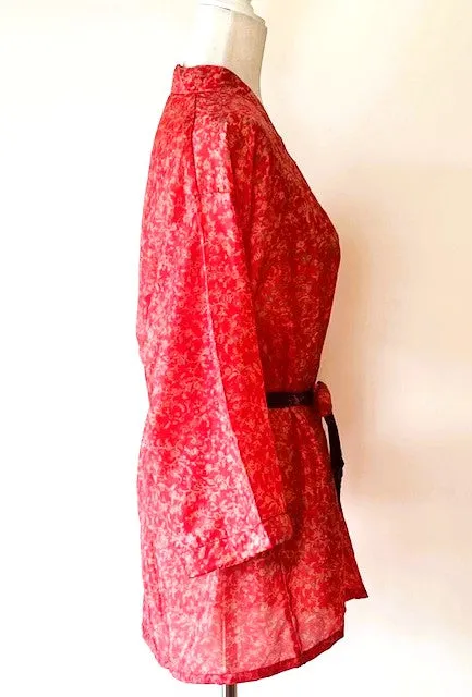 The Accessory In Demand, Silk Short Kimono Duster. A Beauty (Cinnamon)