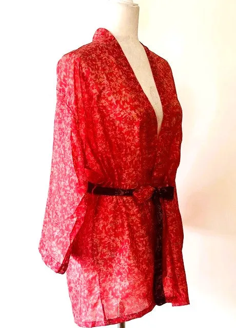 The Accessory In Demand, Silk Short Kimono Duster. A Beauty (Cinnamon)