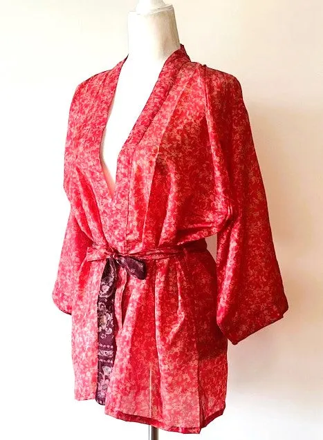 The Accessory In Demand, Silk Short Kimono Duster. A Beauty (Cinnamon)