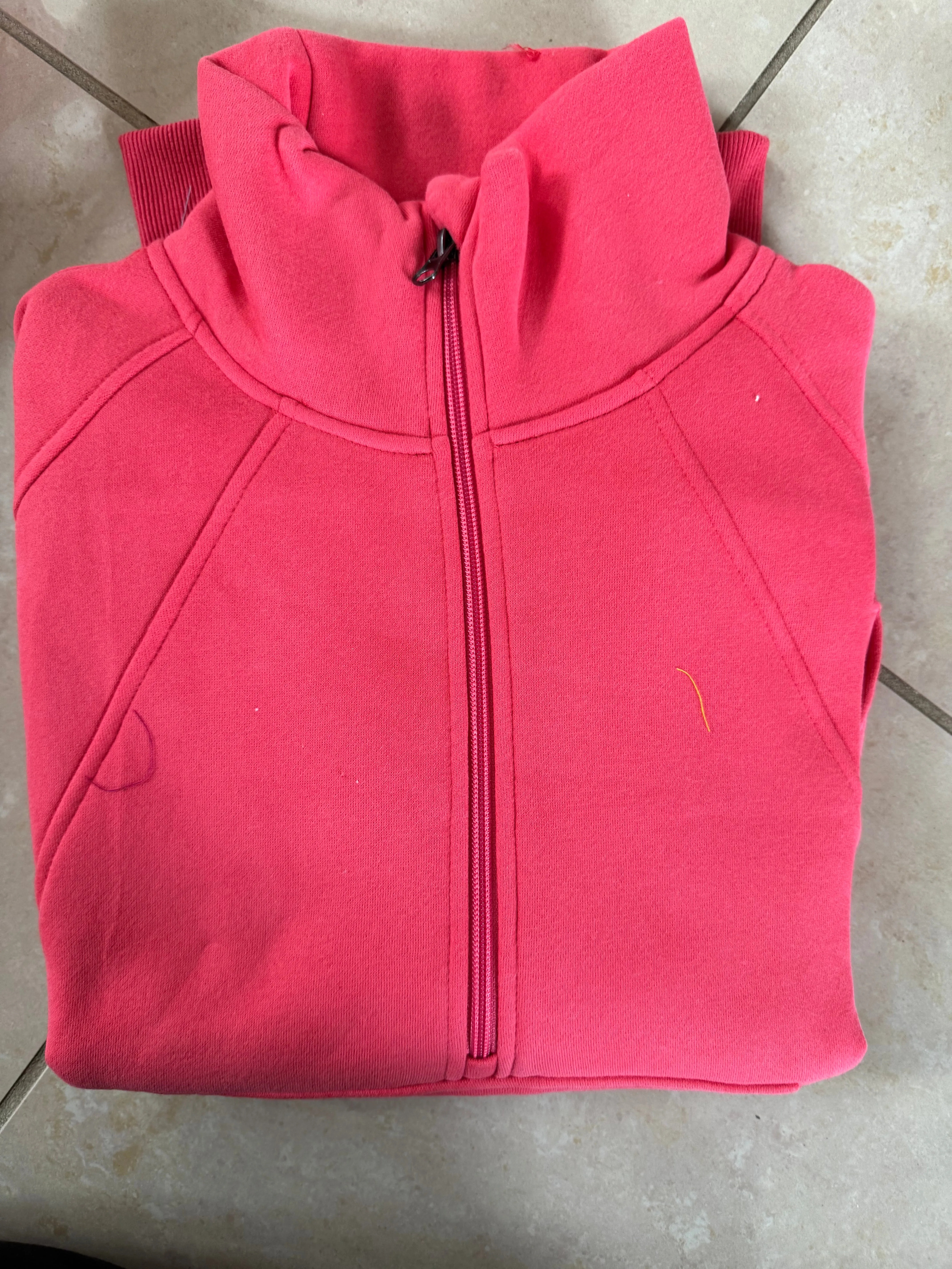 The Ava Bright Coral 1/2 Zip Mock Neck Sweatshirt by Salty Wave*