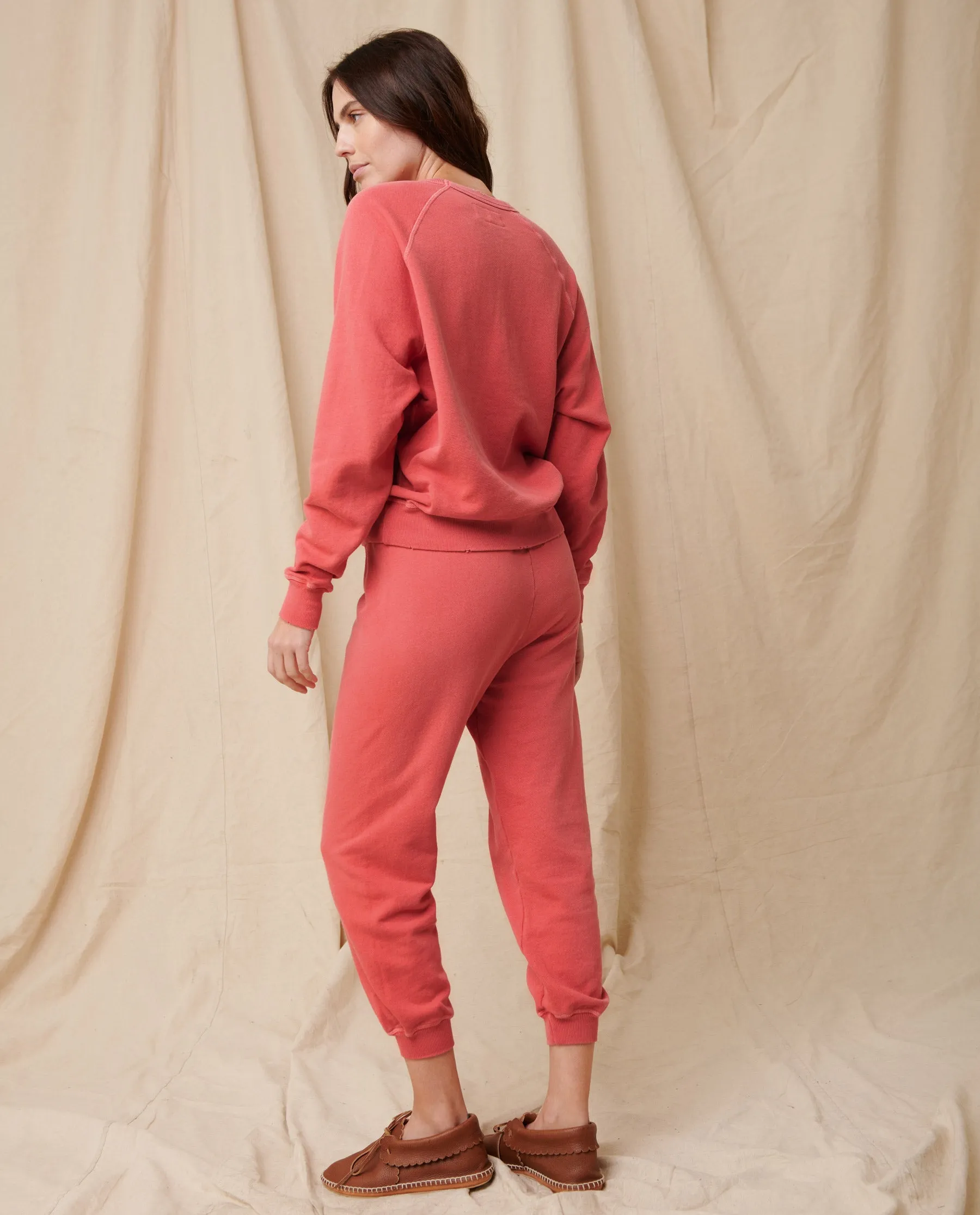 The Cropped Sweatpant. Solid -- Coral