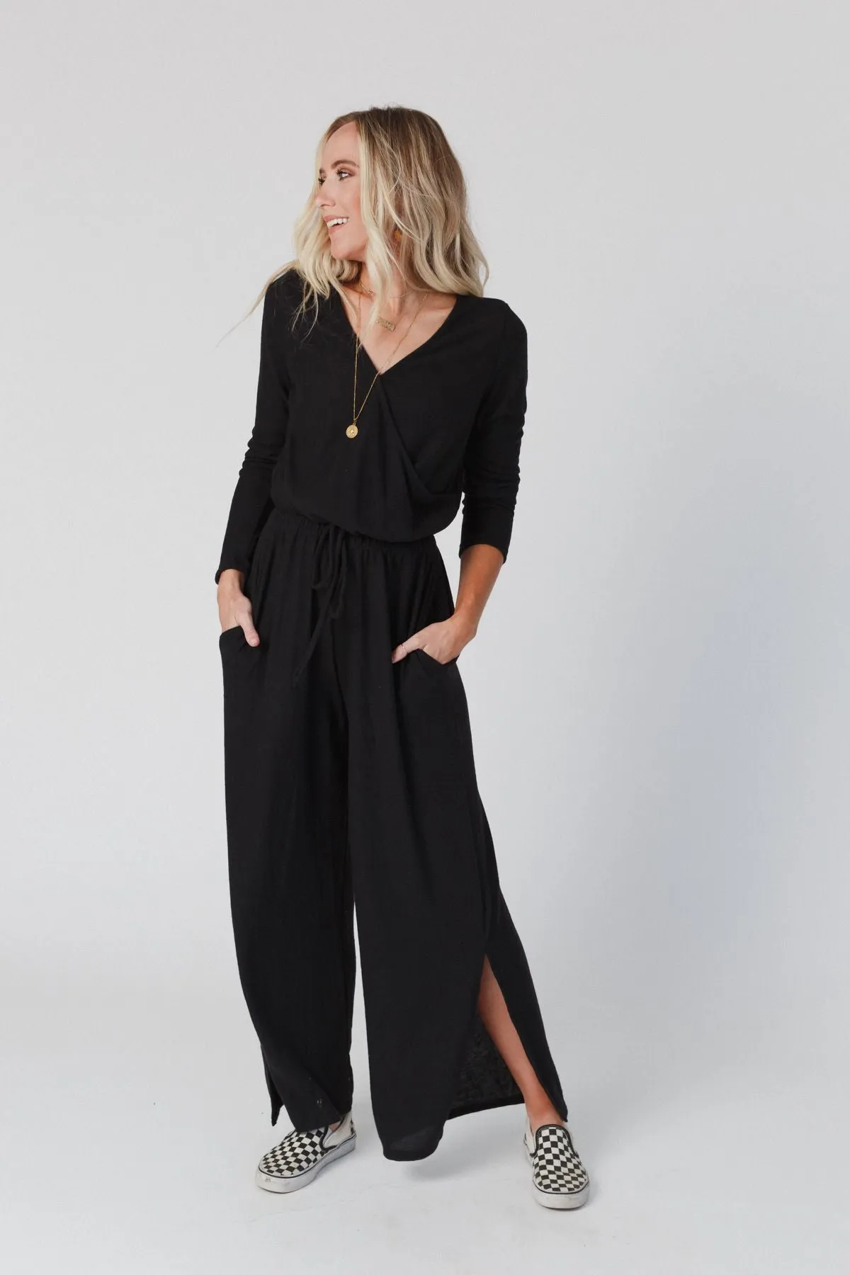 The Nest As It Was Cross Front Jumpsuit - Black