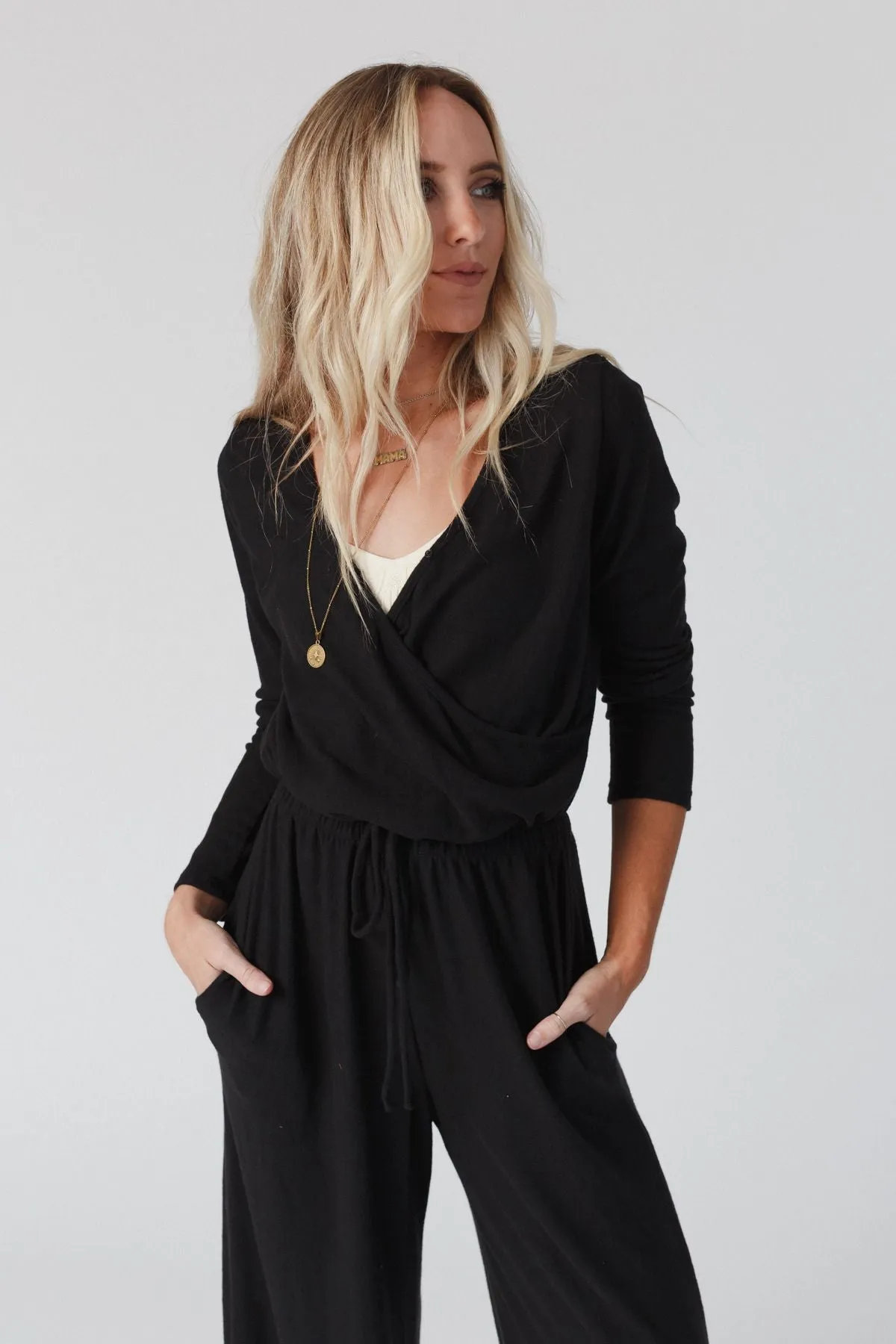 The Nest As It Was Cross Front Jumpsuit - Black