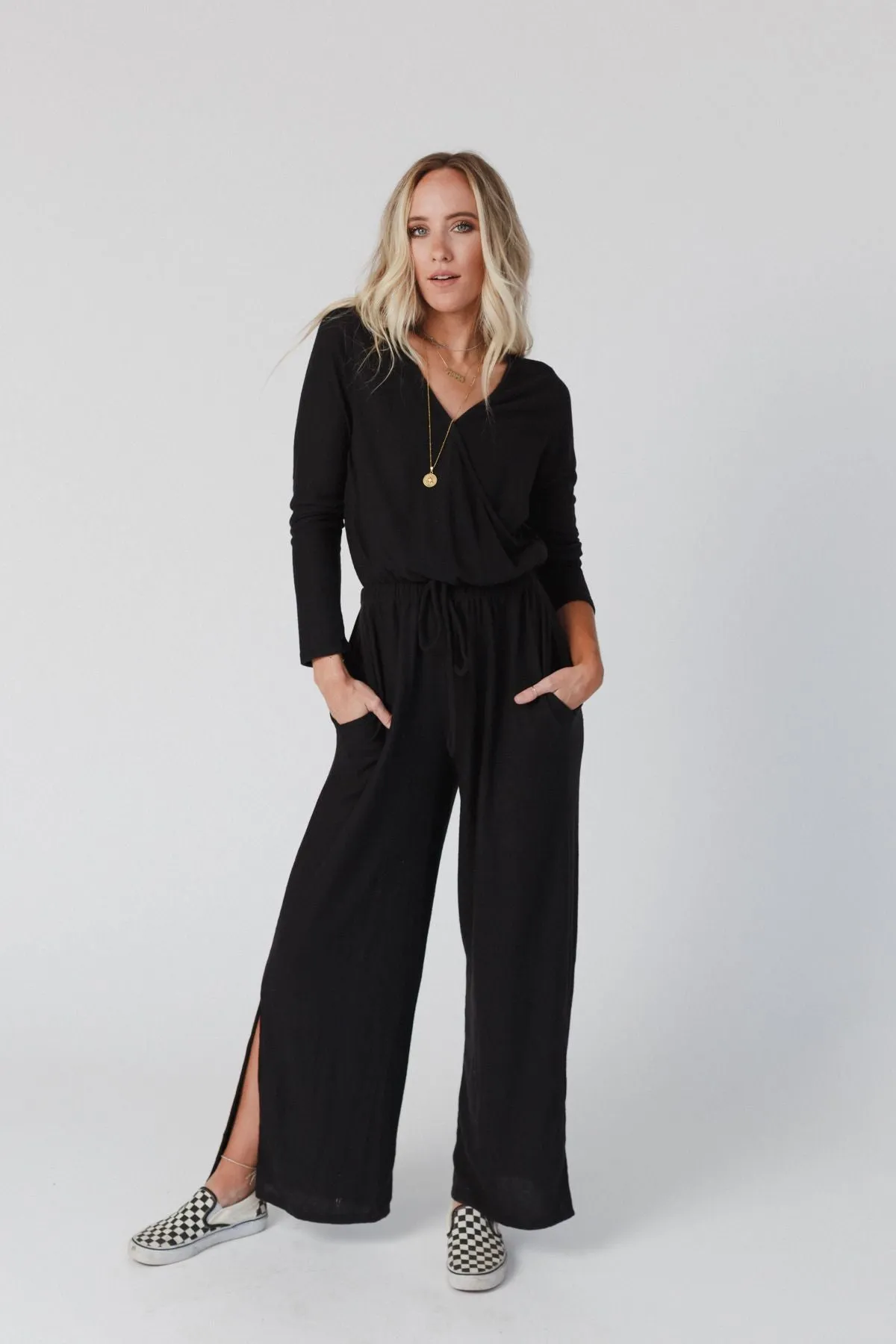 The Nest As It Was Cross Front Jumpsuit - Black