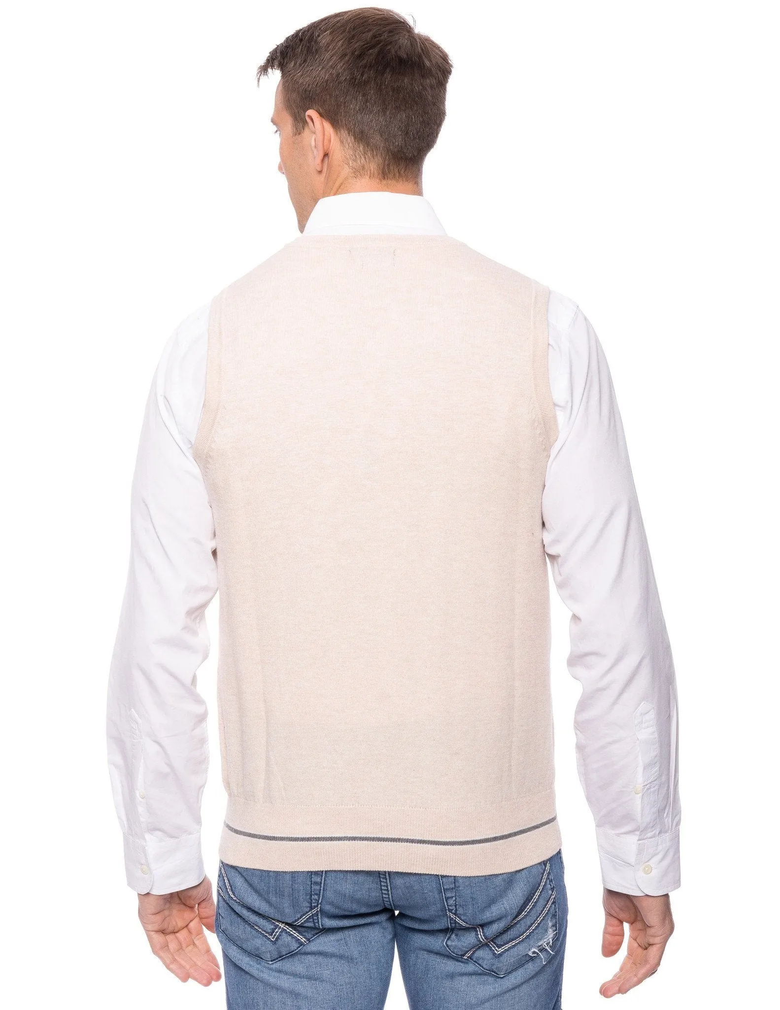 Tocco Reale  Gift Packaged Men's Cashmere Blend Sweater Vest - Stone