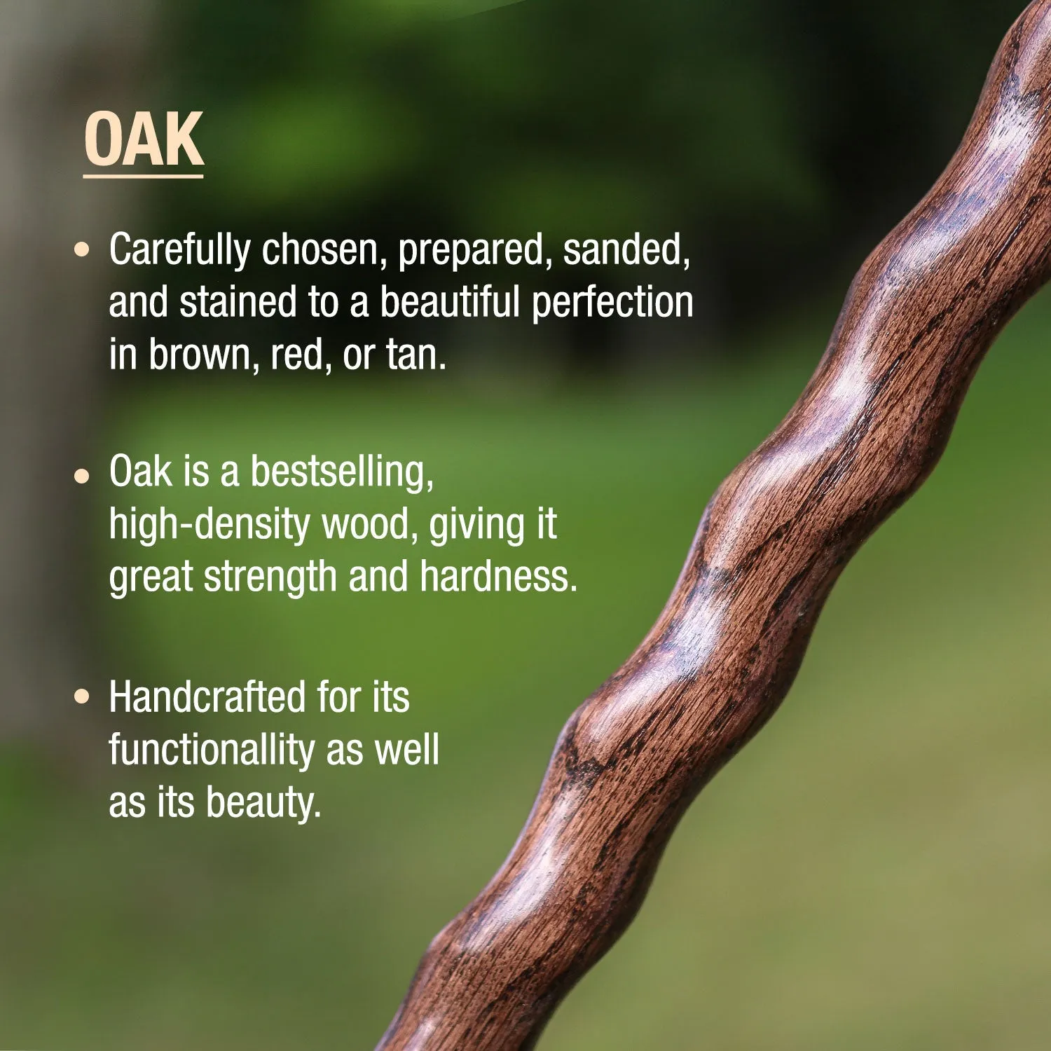 Twisted Brown Oak Hame Top Handcrafted Walking Cane 37"