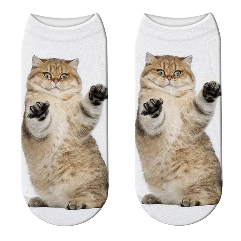 Unisex Cute 3D Cat Image Design Most Comfortable Ankle Socks