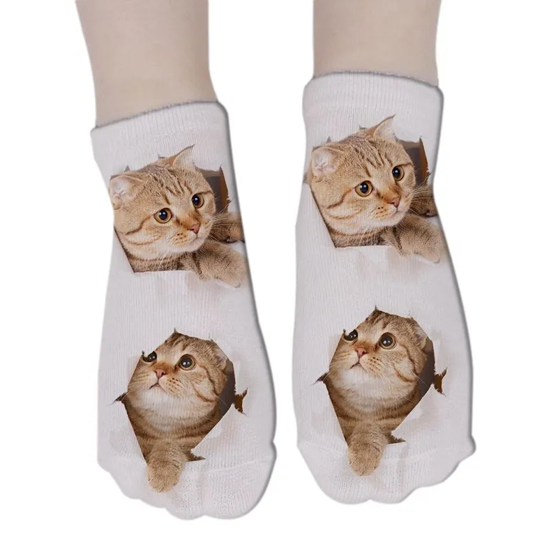 Unisex Cute 3D Cat Image Design Most Comfortable Ankle Socks