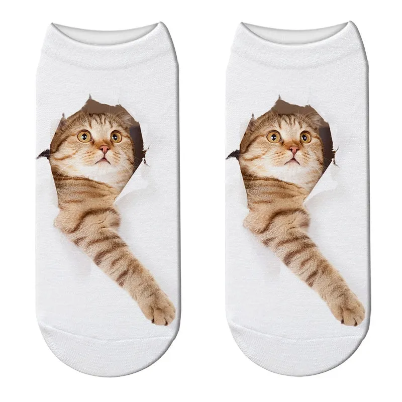 Unisex Cute 3D Cat Image Design Most Comfortable Ankle Socks