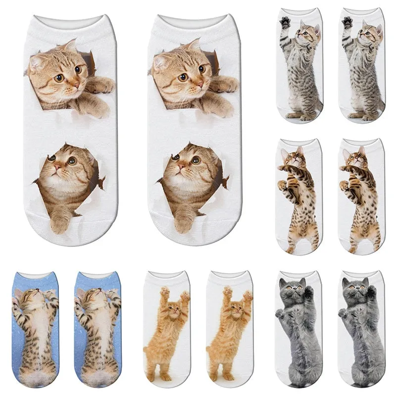 Unisex Cute 3D Cat Image Design Most Comfortable Ankle Socks