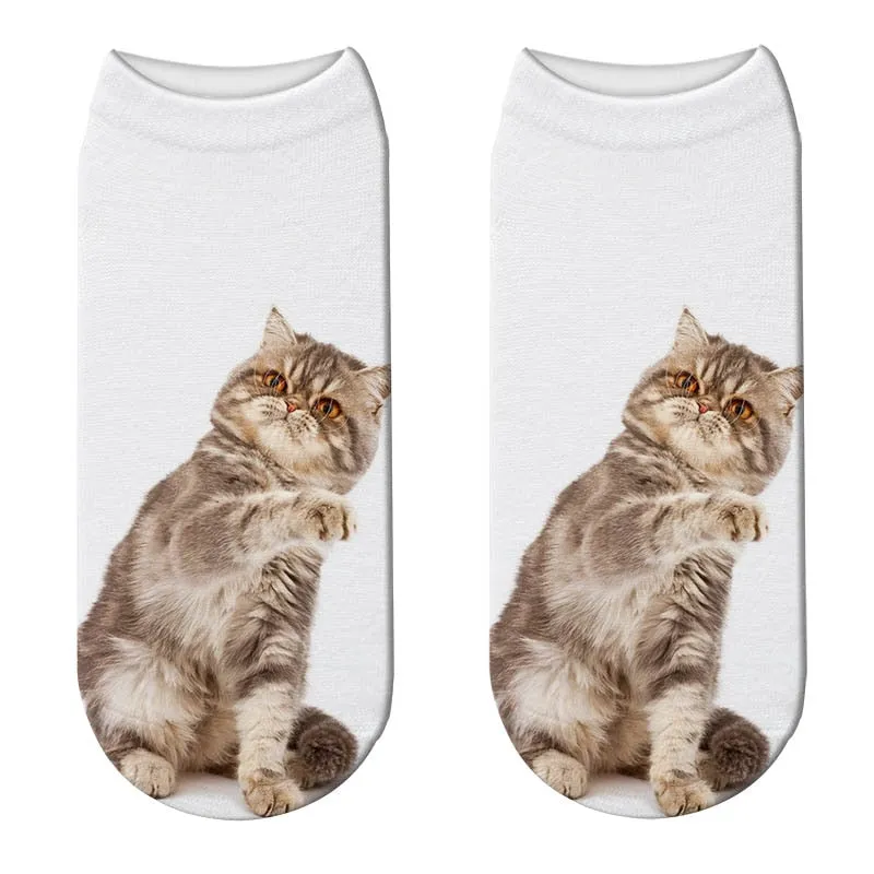 Unisex Cute 3D Cat Image Design Most Comfortable Ankle Socks