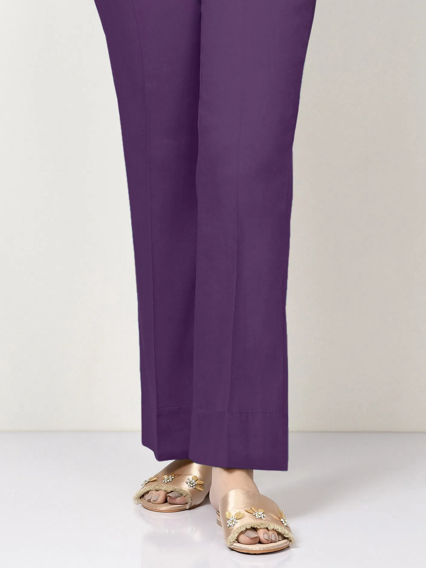 Unstitched Cambric Trouser - Dark Purple