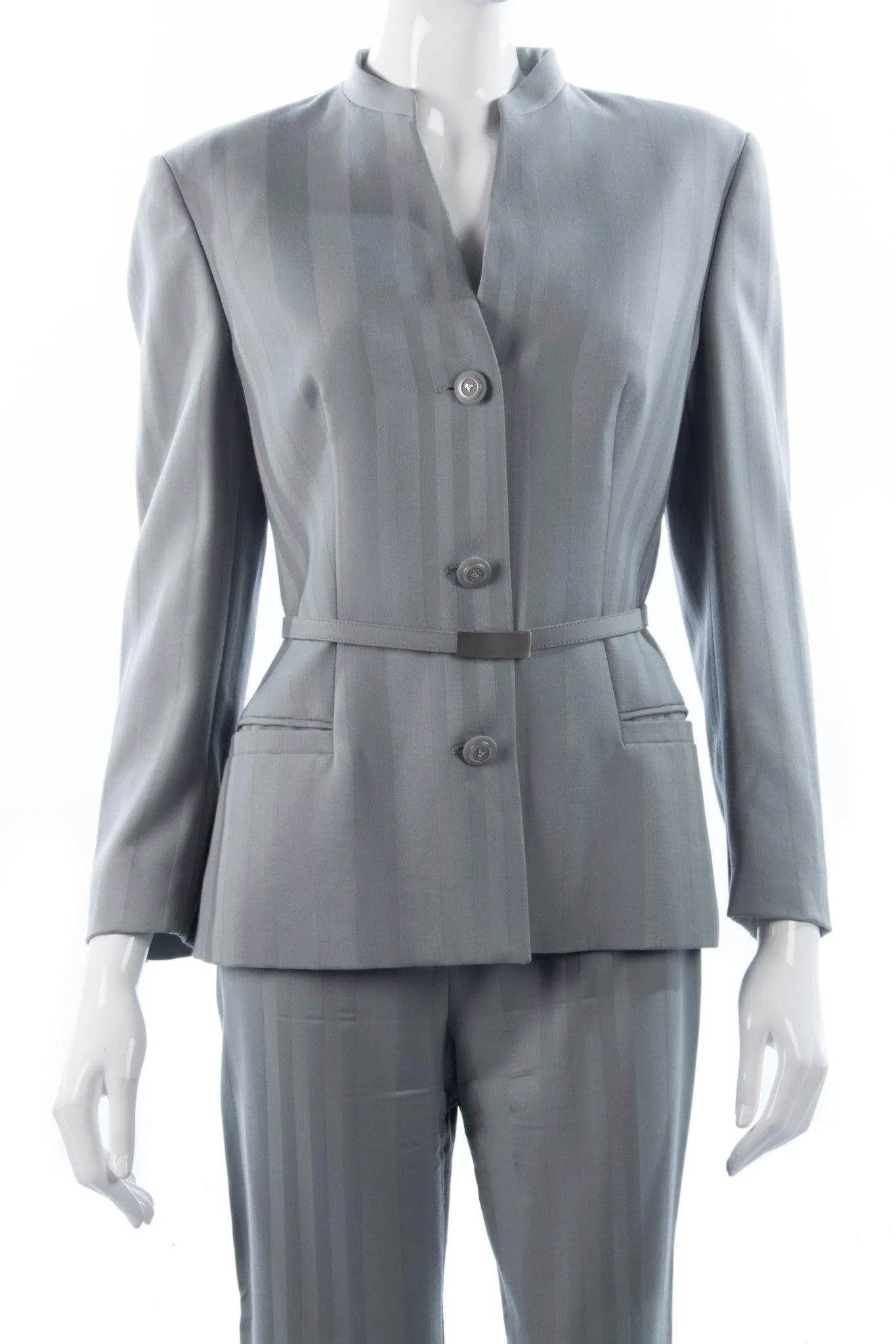 Versace Classic V2 Touser Suit Grey Wool IT Size 42 (UK10)