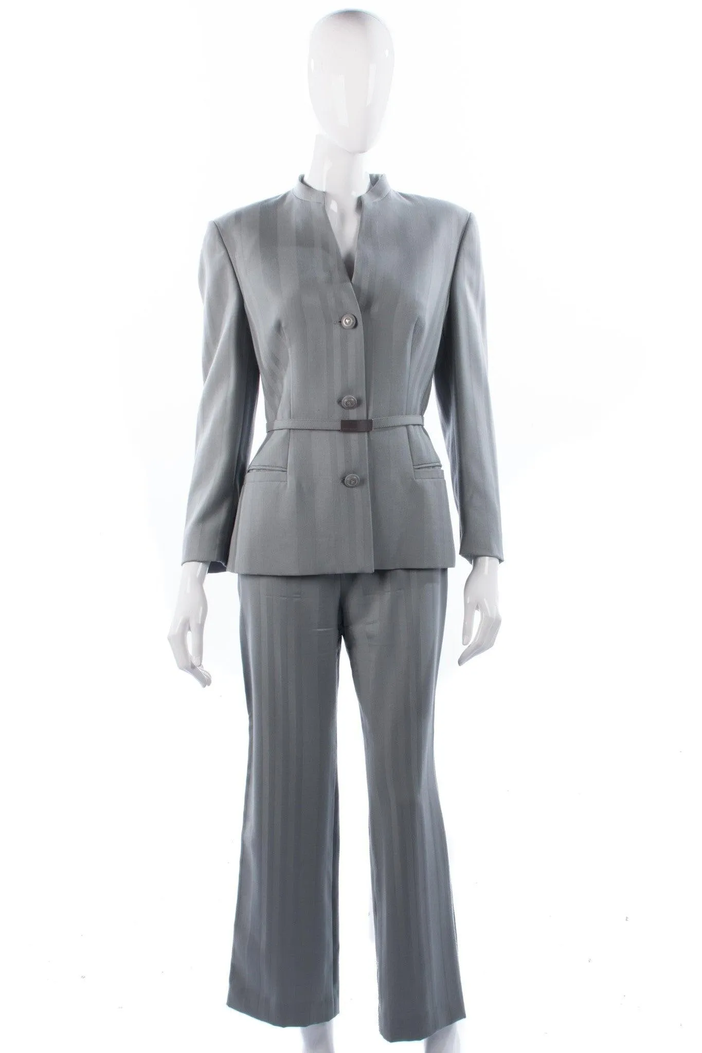 Versace Classic V2 Touser Suit Grey Wool IT Size 42 (UK10)