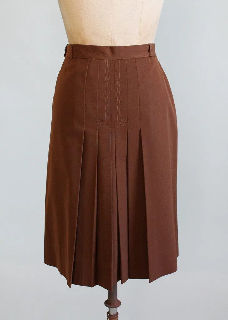 Vintage 1960s Gabradine Midi Skirt