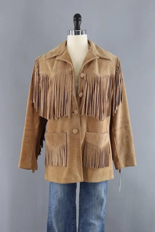 Vintage Tan Suede Fringed Jacket / Trego's Westwear