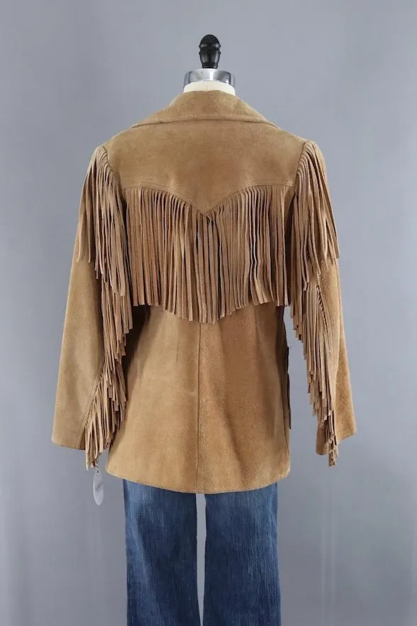 Vintage Tan Suede Fringed Jacket / Trego's Westwear