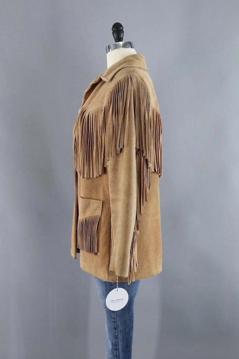 Vintage Tan Suede Fringed Jacket / Trego's Westwear