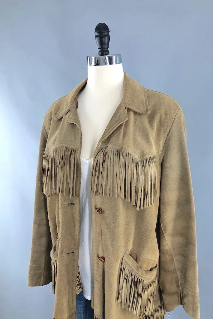 Vintage Tan Suede Fringed Jacket