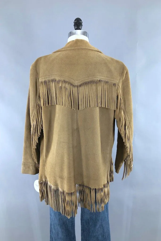 Vintage Tan Suede Fringed Jacket