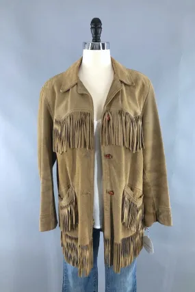 Vintage Tan Suede Fringed Jacket