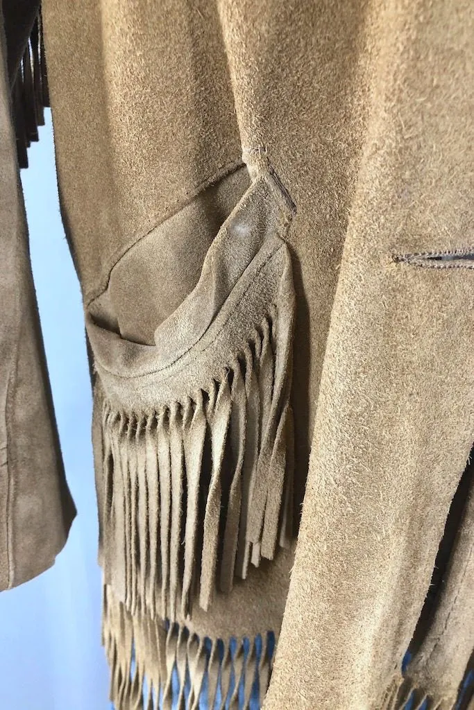 Vintage Tan Suede Fringed Jacket