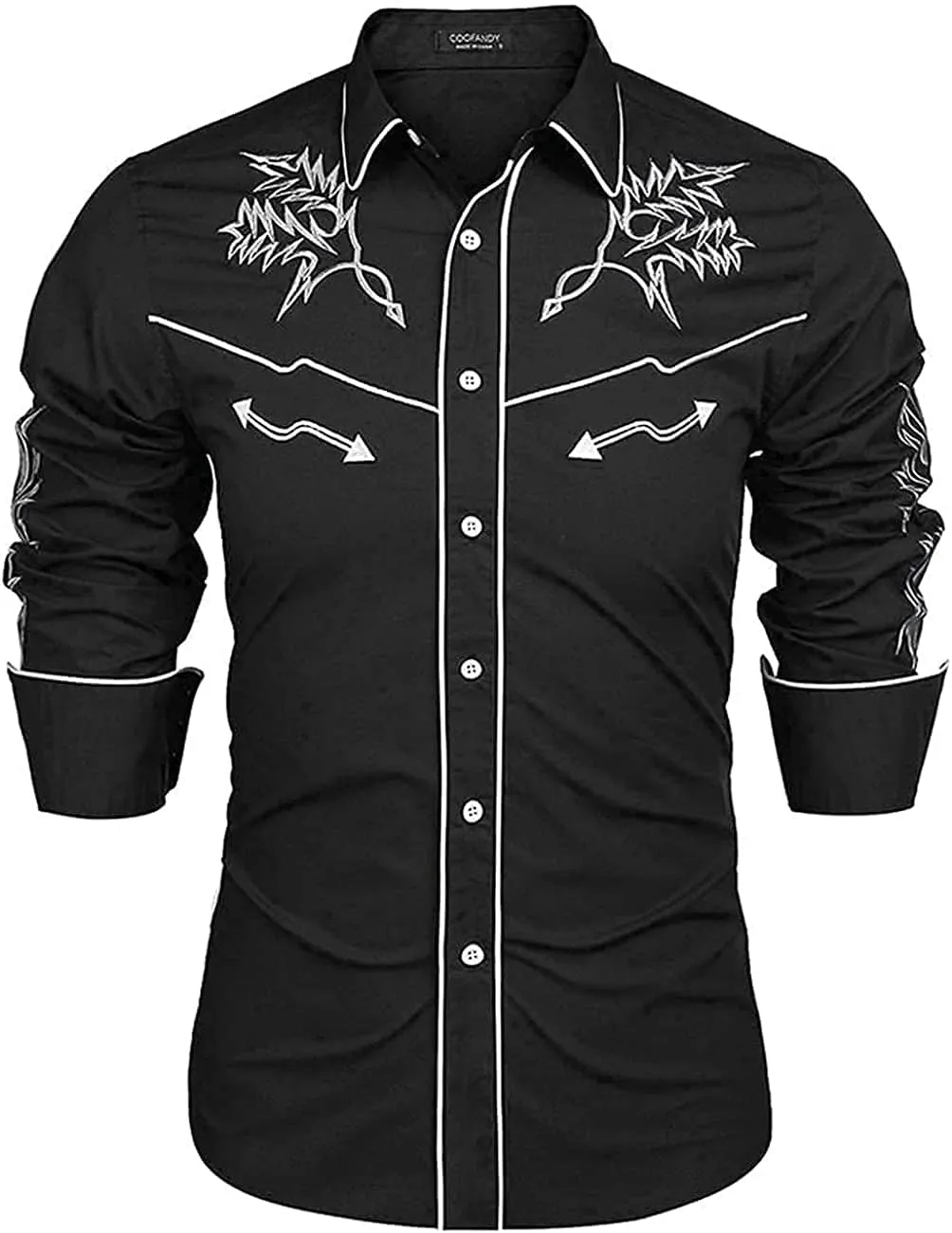 Western Cowboy Embroidered Button Down Cotton Shirt (US Only)