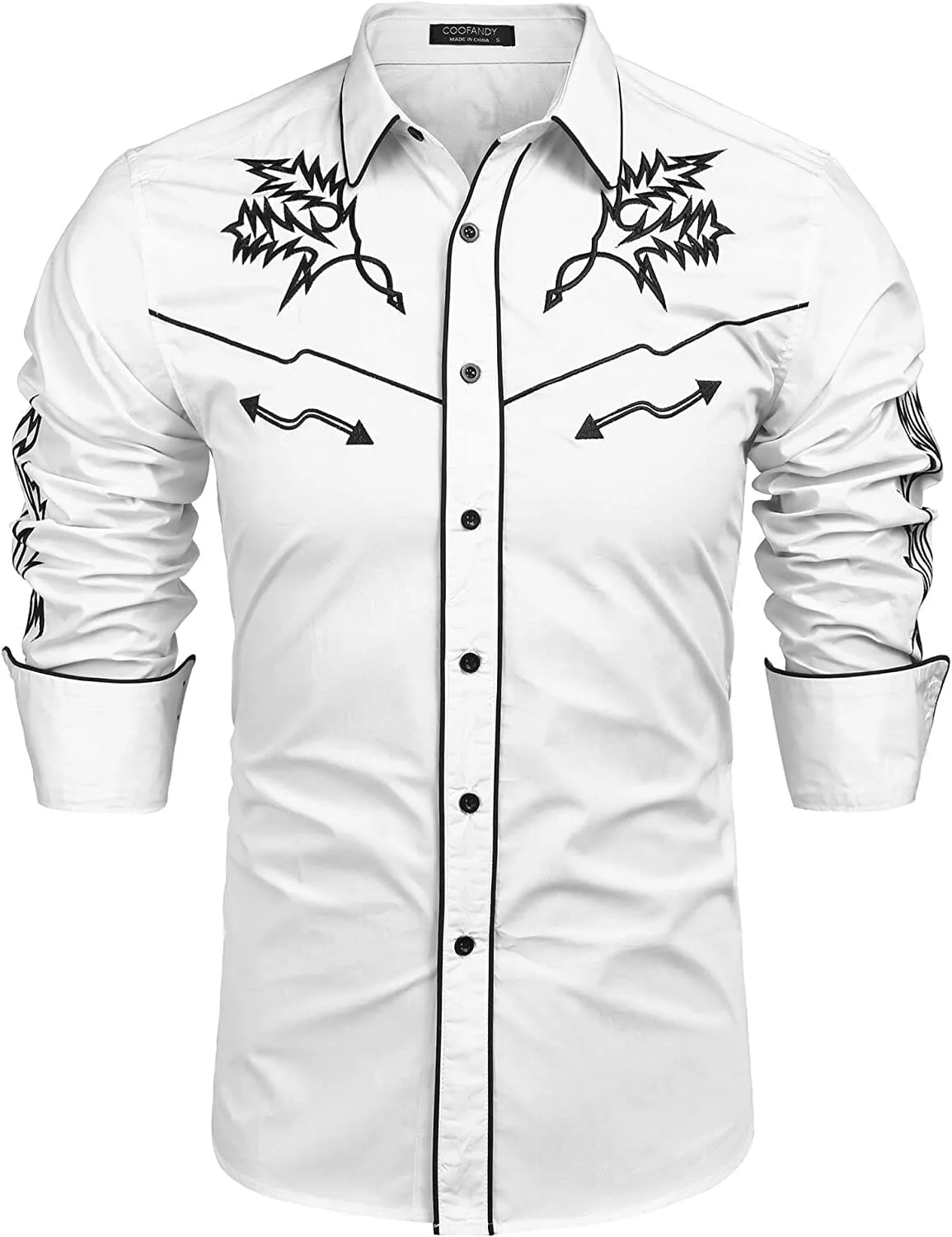 Western Cowboy Embroidered Button Down Cotton Shirt (US Only)