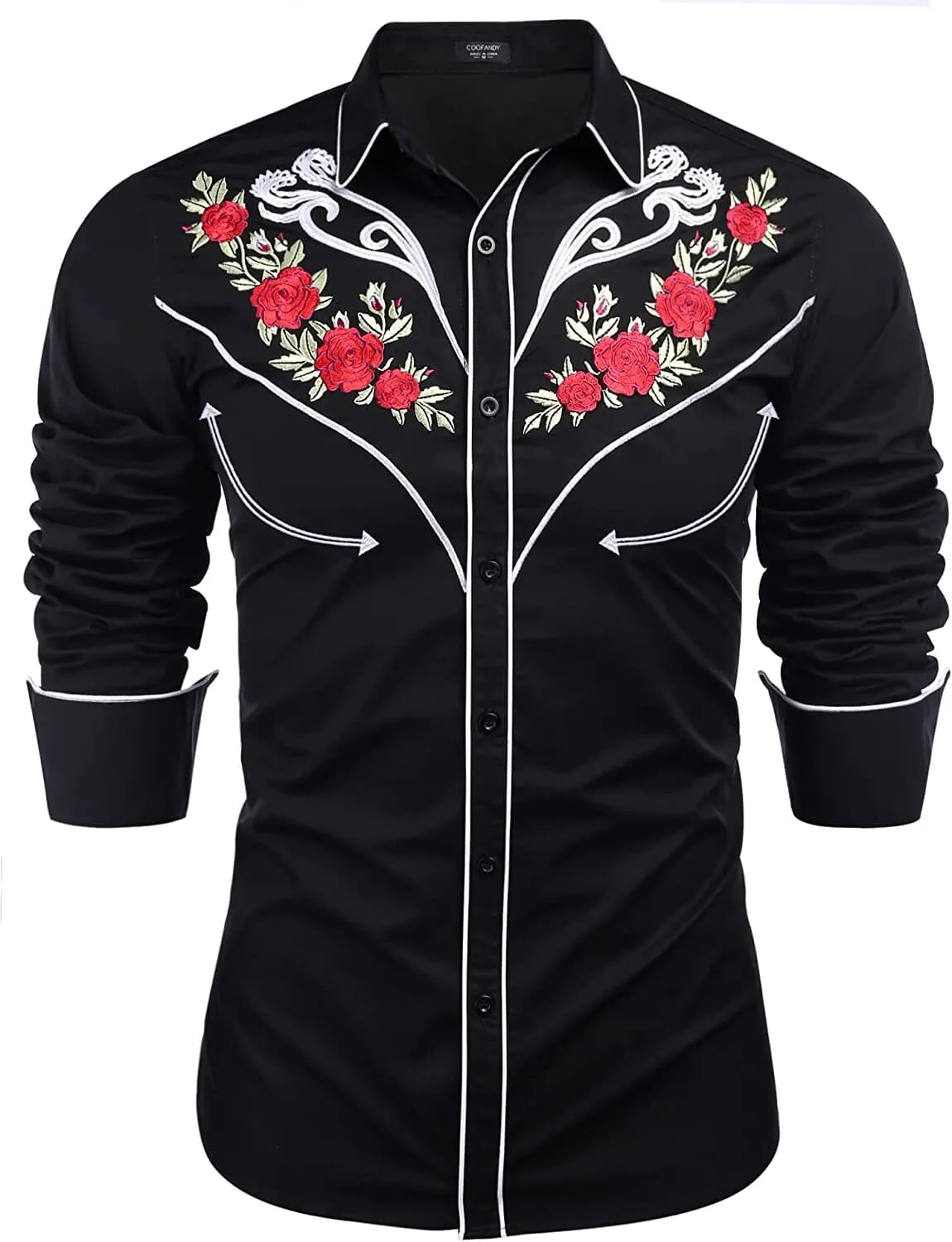 Western Cowboy Embroidered Button Down Cotton Shirt (US Only)