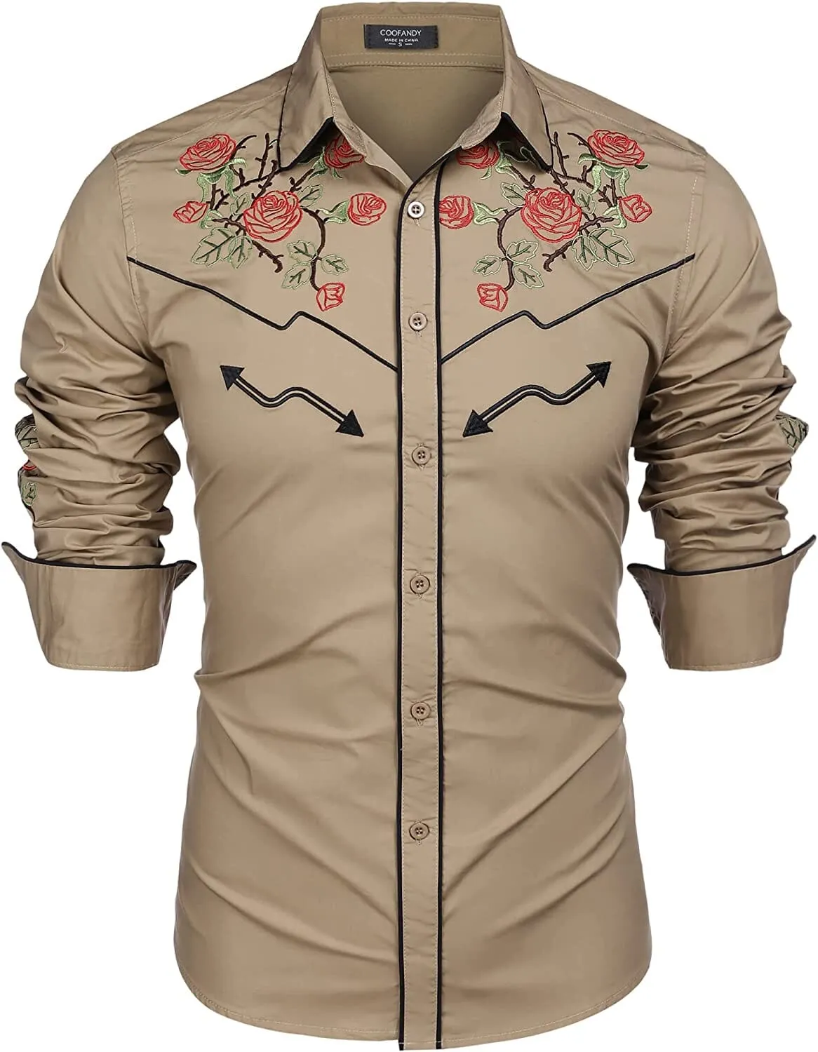 Western Cowboy Embroidered Button Down Cotton Shirt (US Only)