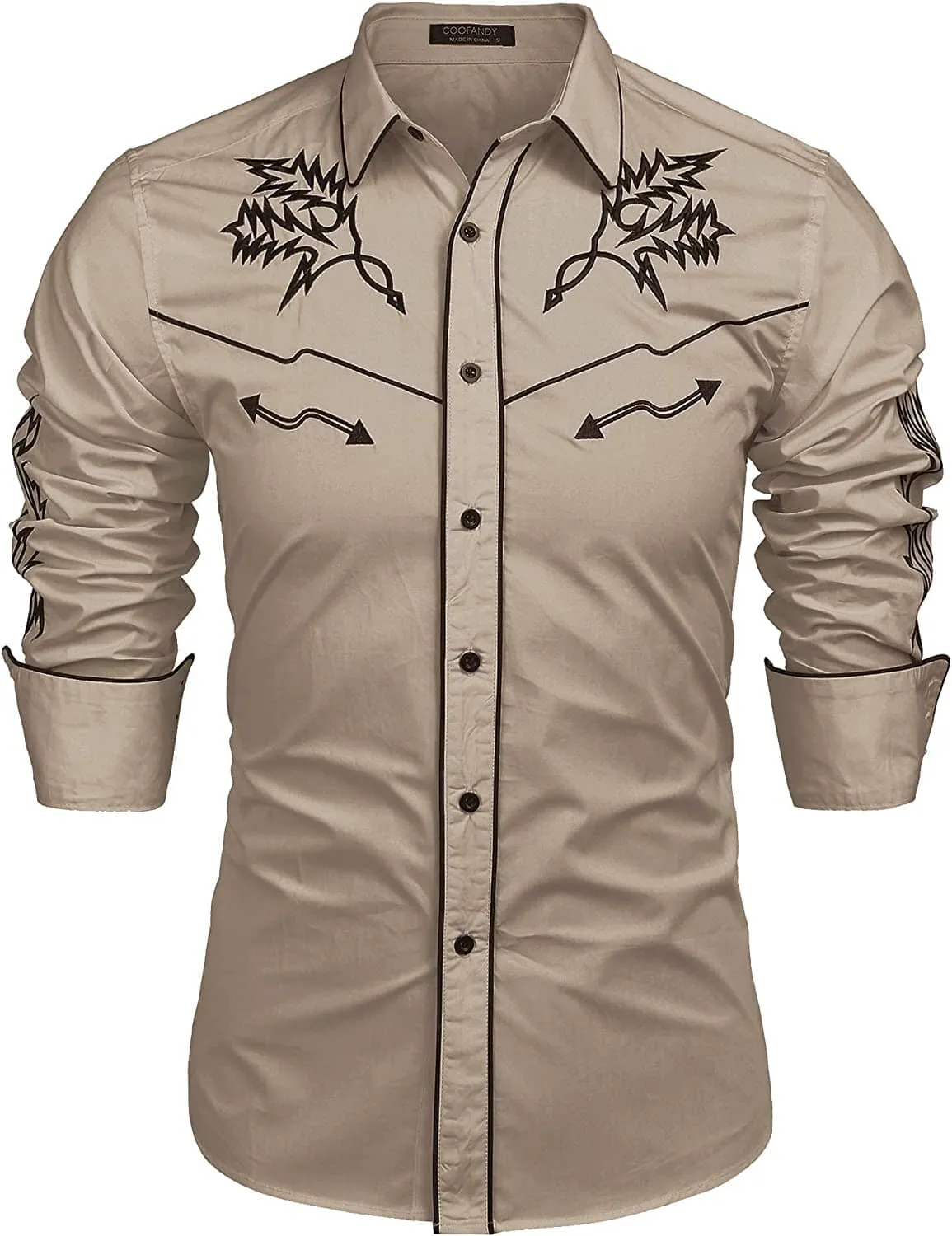 Western Cowboy Embroidered Button Down Cotton Shirt (US Only)