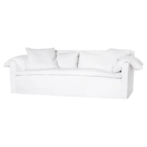 White Linen Slip Covered 78" Sofa