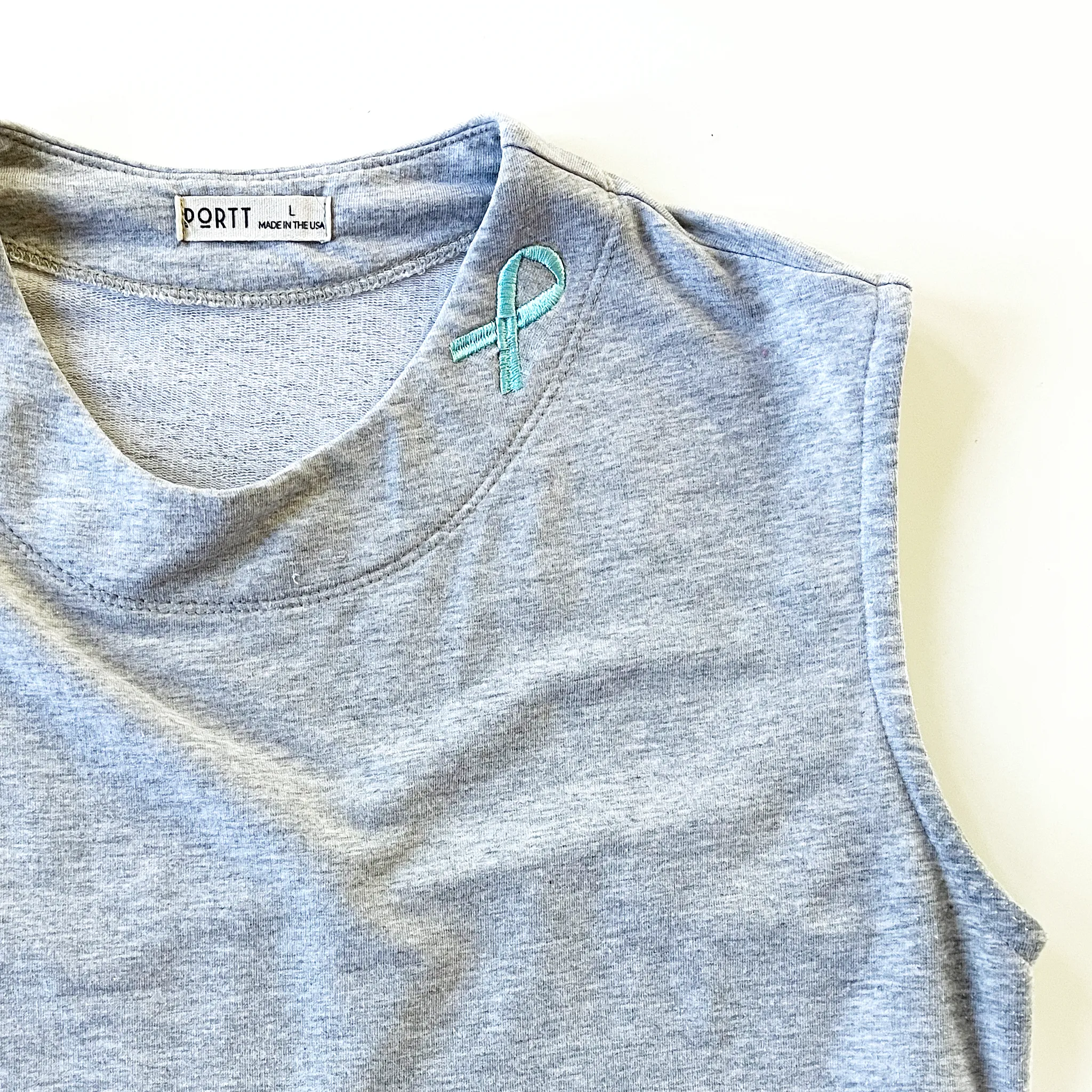 Women’s Gray Chemotherapy Tank Top with Custom Embroidery