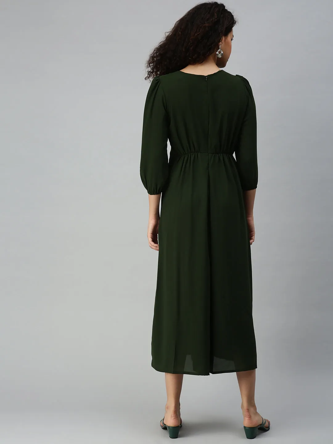 Women's Olive Solid Jumpsuit