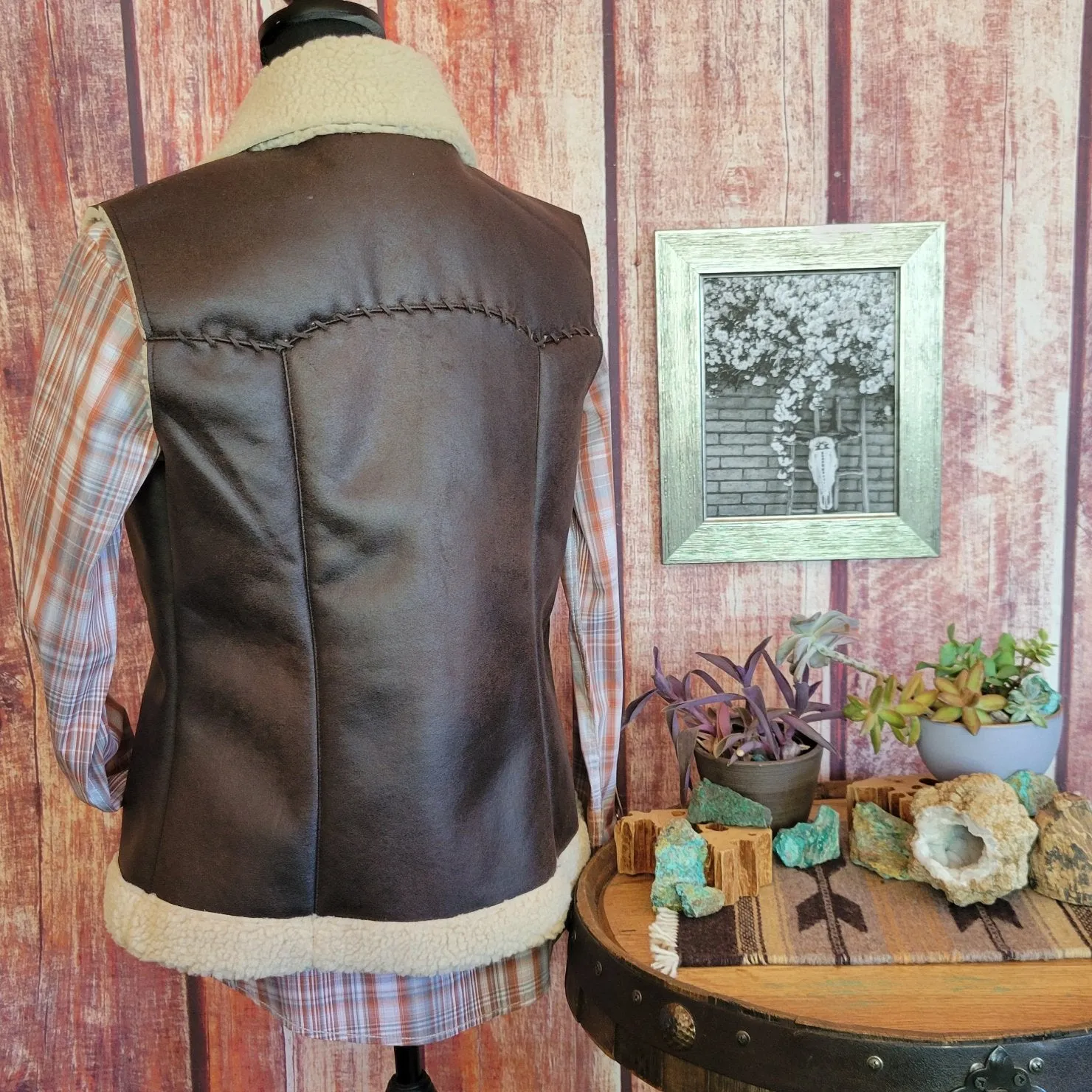 Women's Open Front Faux Leather Vest by Cripple Creek CR18947