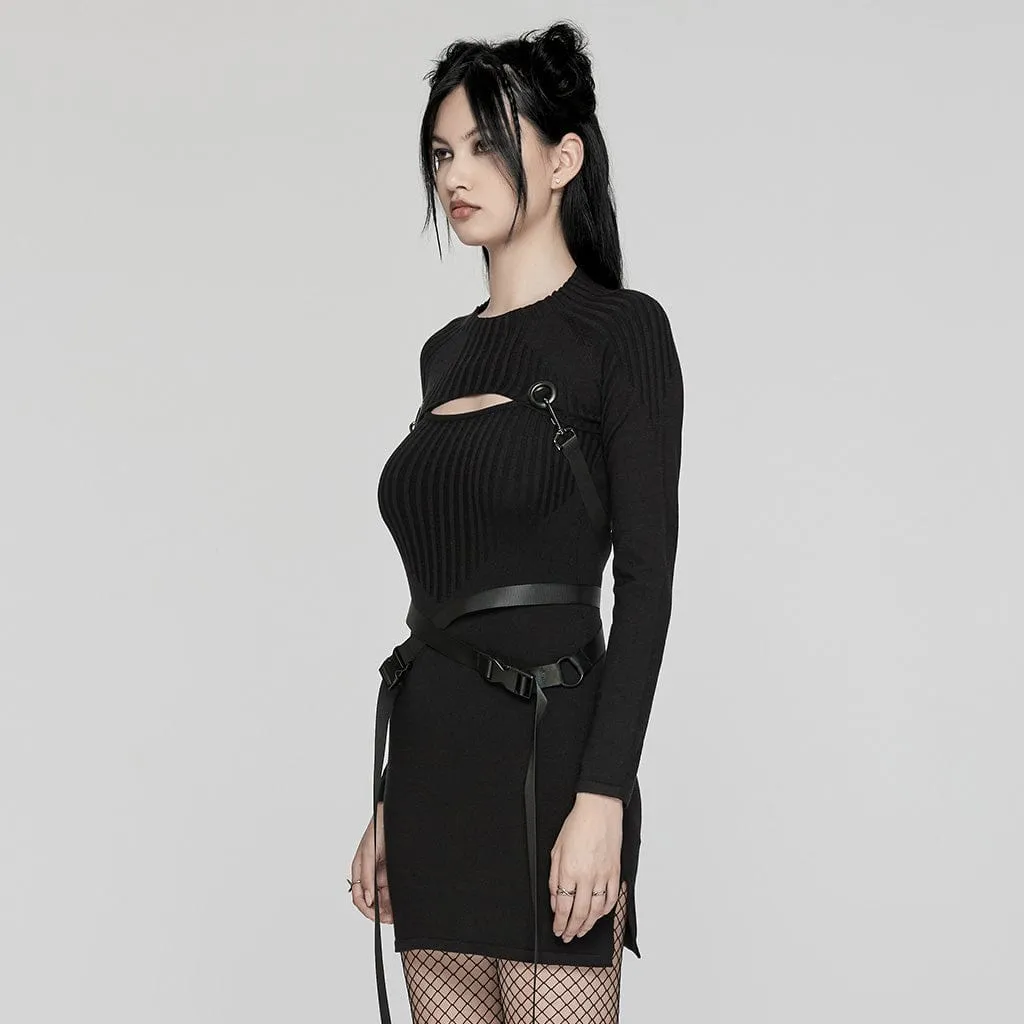 Women's Punk Buckle Two-piece Knitted Music Festival Dress