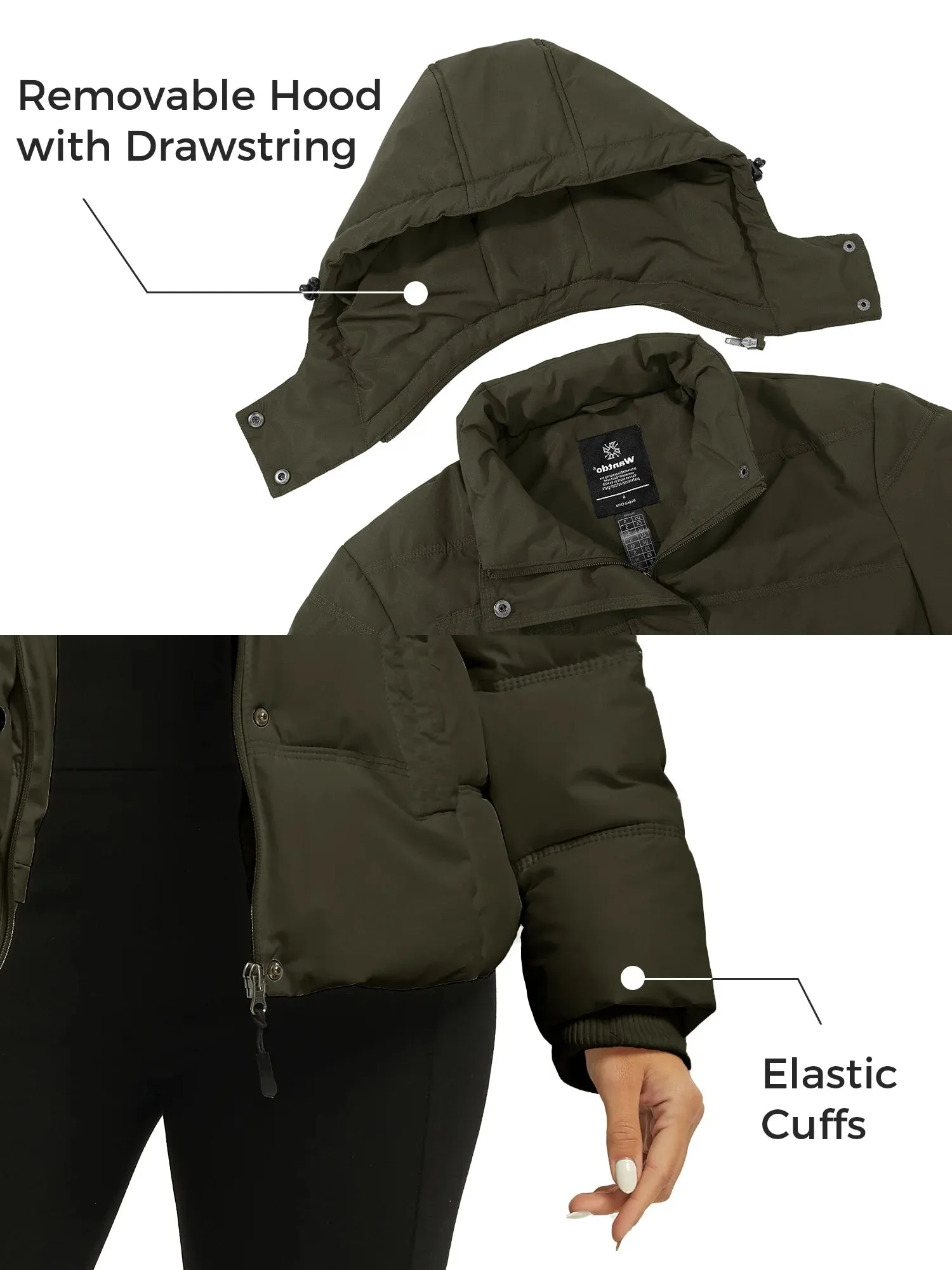 Women'S Winter Jacket Windproof Puffer Jacket Warm Winter Fleece Coat Army Green M