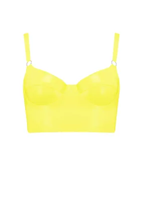 Yellow Latex Full Cup Longline Bra