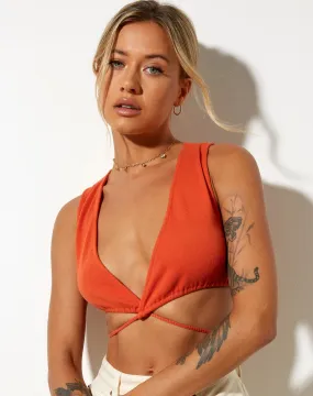 Yunda Crop Top in Rib Tangerine