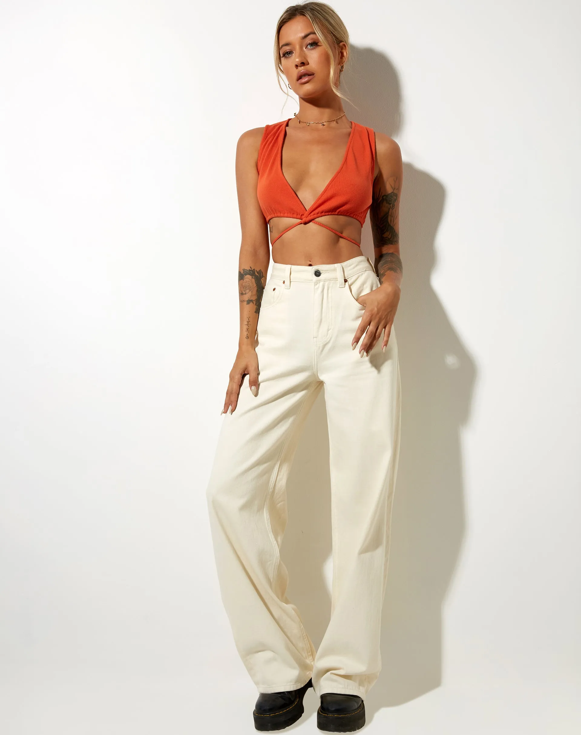 Yunda Crop Top in Rib Tangerine