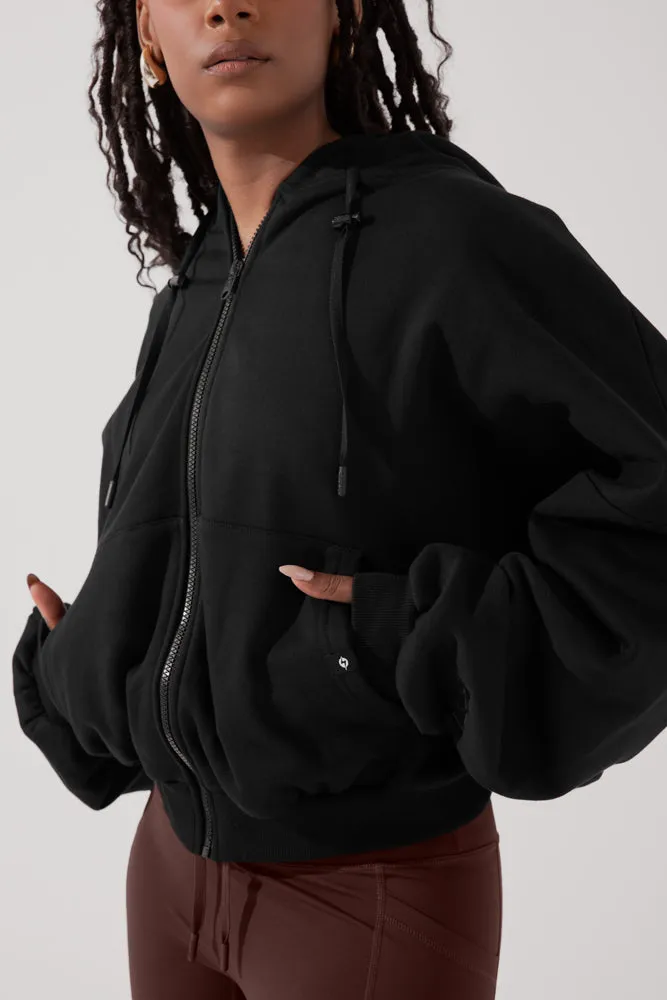 Zip Cloud Hoodie - Black